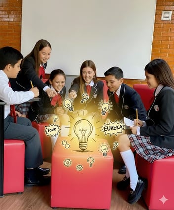 Estudiantes trabajando en equipo